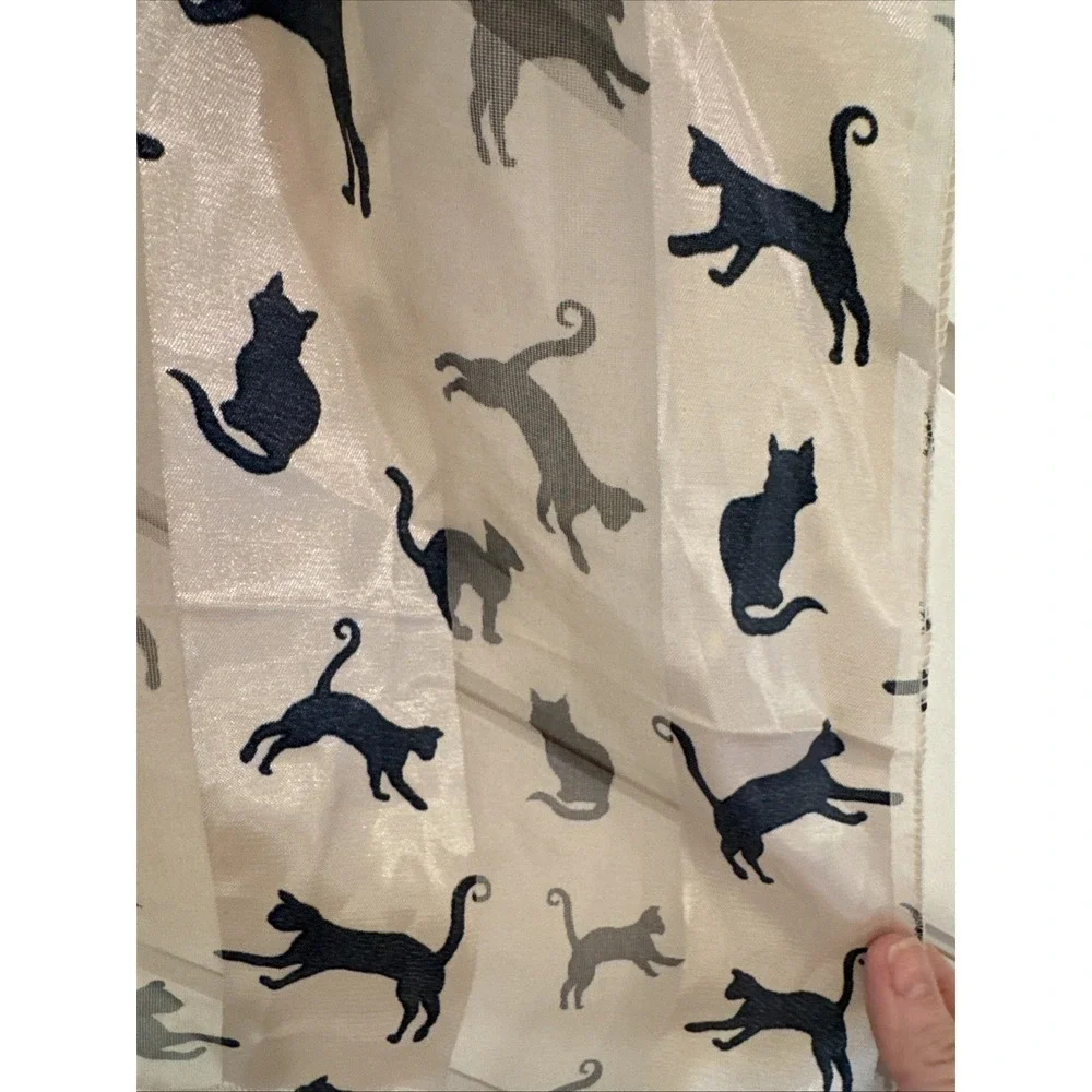 Vintage‎ Silk Feel Scarf With Black Cats 58 X 13in OLA001